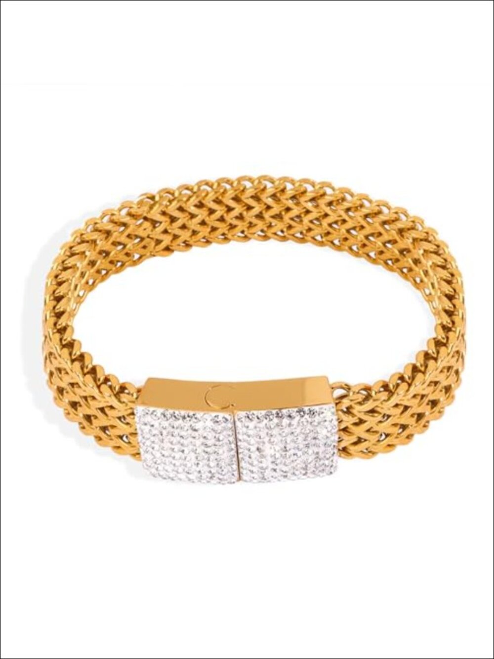 18K Gold Moissanite Diamond Bangle Bracelet Mesh Chain Fine Jewelry Gift